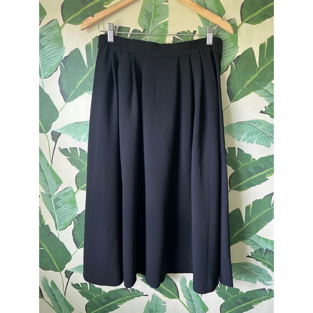 H&M A-Line Midi Skirt Women Size 8 Black
